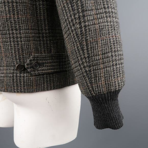 MARC JACOBS 42 Grey & Black Plaid Wool Bomber Jacket - Picture 5 of 6